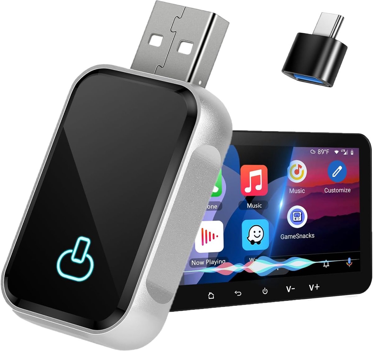 SnelShoppen - Wireless Carplay/Android Auto Adapter - 2-in-1 Dongle voor Eenvoudige Plug & Play Verbinding in Auto - Geschikt voor iOS 10+/Android 11+