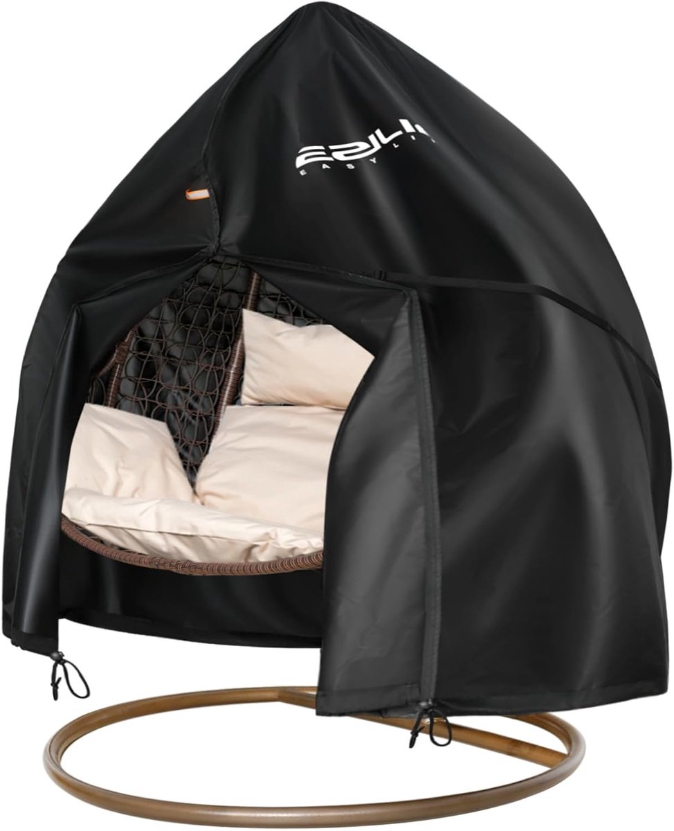 SnelShoppen - Hangstoel Beschermhoes 420D Oxford Stof, Waterdichte Rits en Trekkkoord, Winddichte Cover voor Hangstoelen en Zweefstoelen (230 x 200 cm