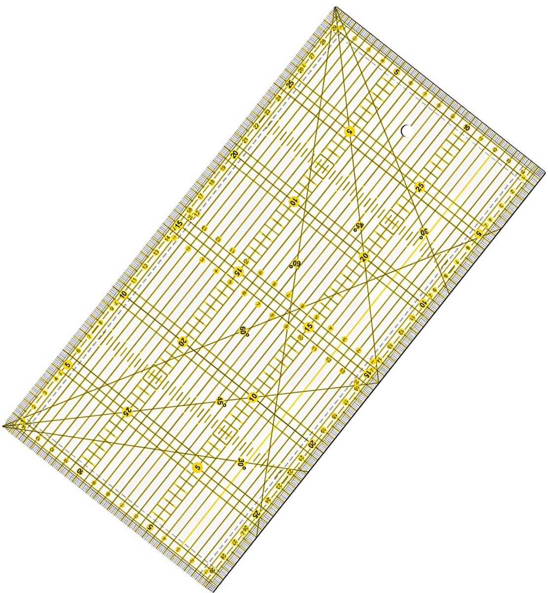 SnelShoppen - Transparante Liniaal 30 x 15 cm, Professionele Snijlijn, Geo Driehoek voor Patchwork en Kleding, Ideaal voor Naaien, Stoffen en Creatief