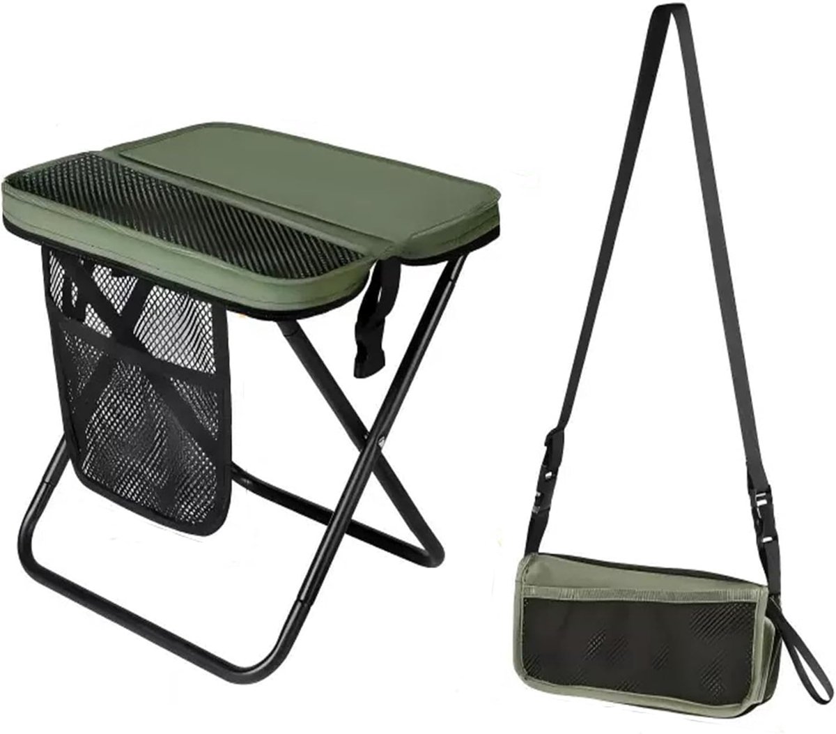 SnelShoppen - Draagbare Klapkruk Campingstoel 31 cm - Compacte Vouwstoel voor Buiten - Lichtgewicht Groen - Ideaal voor Kamperen, Vissen en Reizen