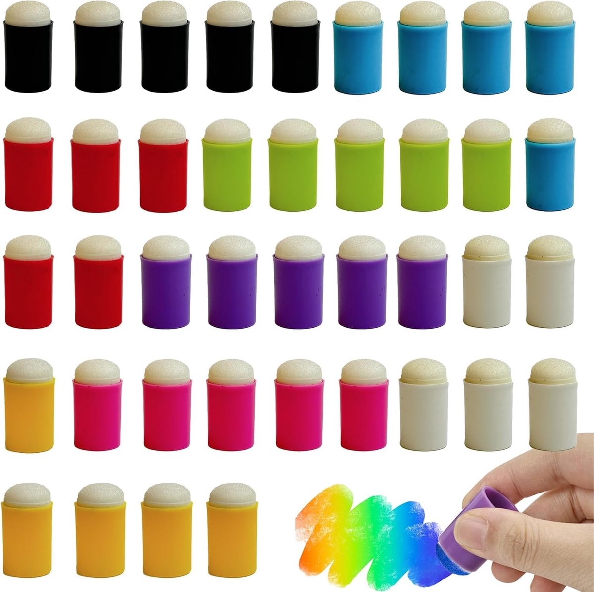 SnelShoppen - 40 Stuks Vinger Sponsjes voor Schilderen, Kunst en Knutselen, Ideaal voor Kinderen, Tekenaccessoires en Kaarten Maken