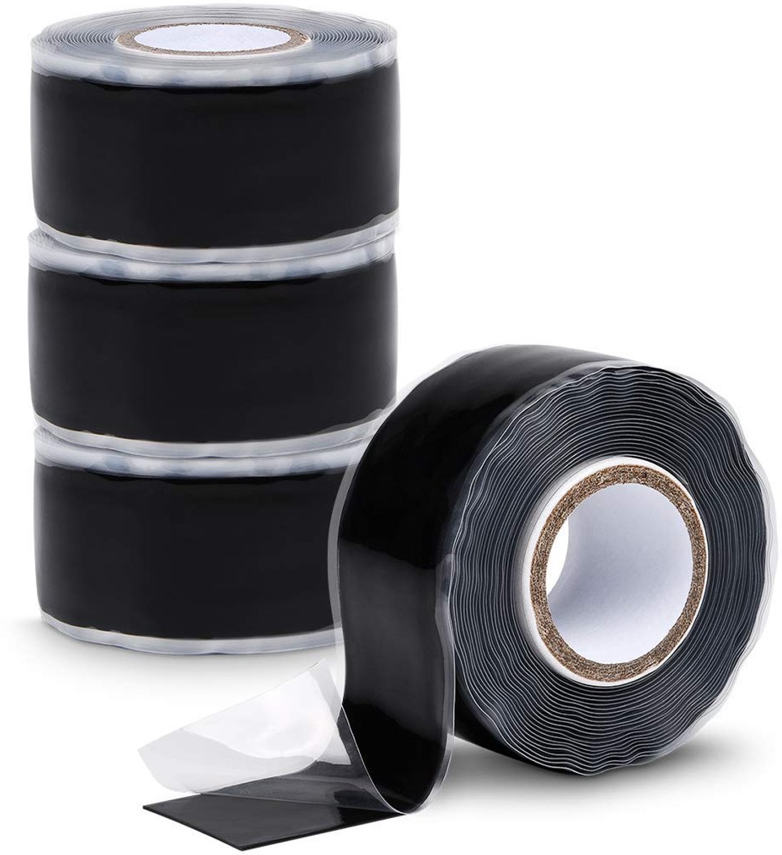 SnelShoppen - Zelfklevende Isolatietape 25mm x 3m - Zwart Silicone Tape, Water- en Luchtsealing, Reparatietape, Industrie, Elektriciens, 4 Stuks