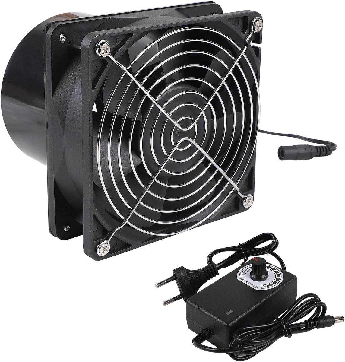 SnelShoppen - 100 mm Ventilator met Snelheidsregelaar, Stille Afzuigventilator met Beschermingsrooster voor Keuken, Badkamer, Garage, Kelder, Duurzaam