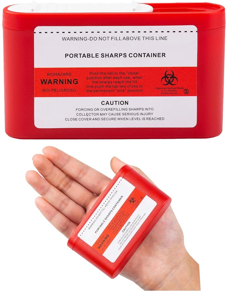 SnelShoppen - Portable Travel Sharp Container - 2 Stuks 100ml Kleine Afvalcontainers met Vergrendelbare Deksel en Levenslange Leaks - Ideaal voor Insu