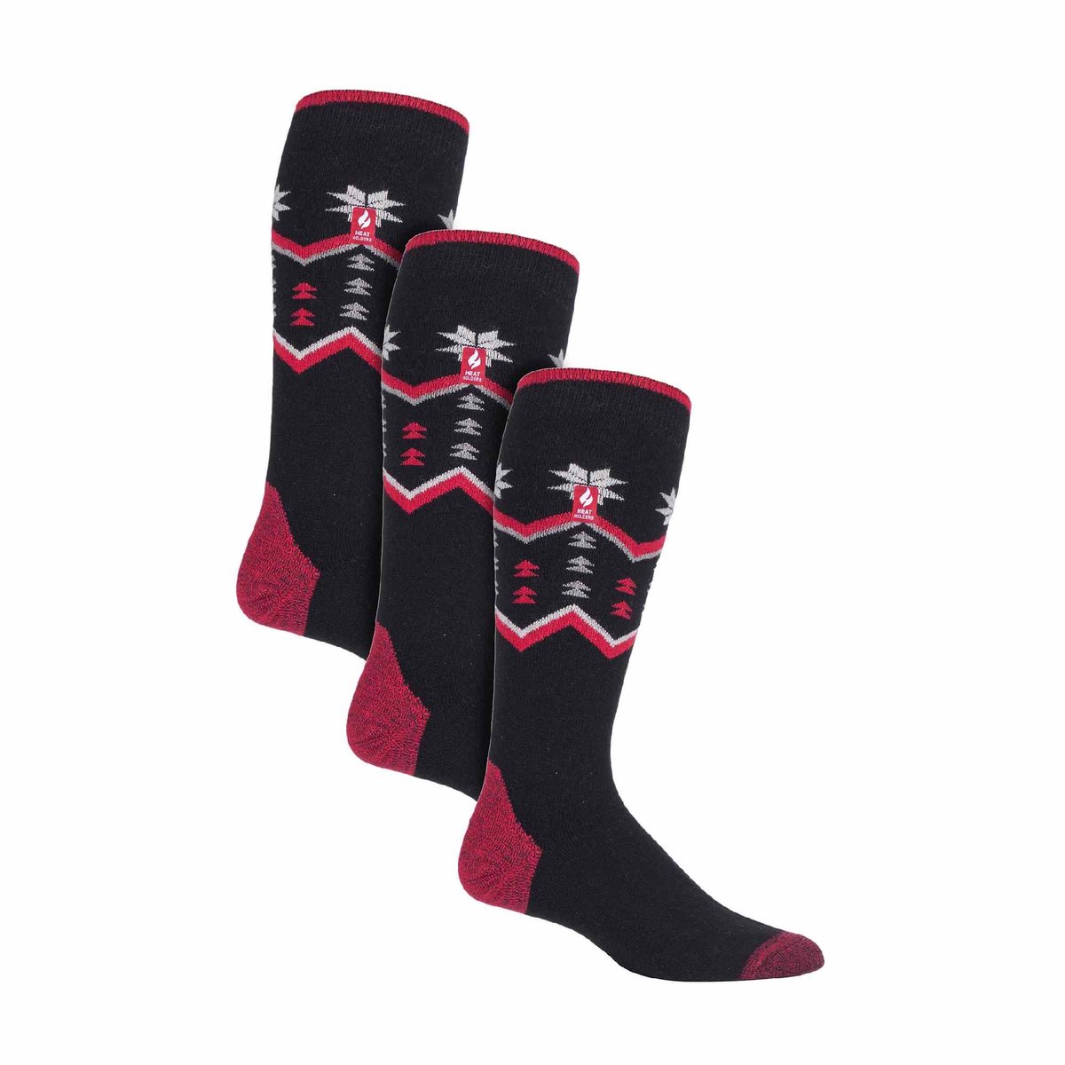 Heat Holders 3 paar Ultra Lite skisokken voor heren Zwarte Fairisle