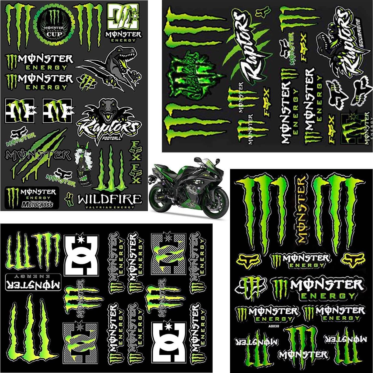 SnelShoppen - Coole Motocross Stickers Set van 4, Hoge Kwaliteit Vinyl Stickers voor Motorfietsen, Skateboards, Auto's en Off-Road Motoren, Weerbesten