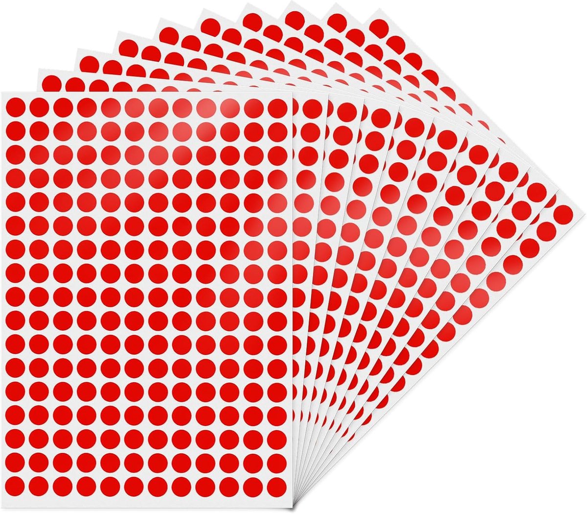 SnelShoppen - Rode Ronde Stippenstickers 10 mm - Zelfklevende Markeringspunten - Waterdichte Kleefpunten - 2040 Stuks - Kleurcodering en Etiketten voo