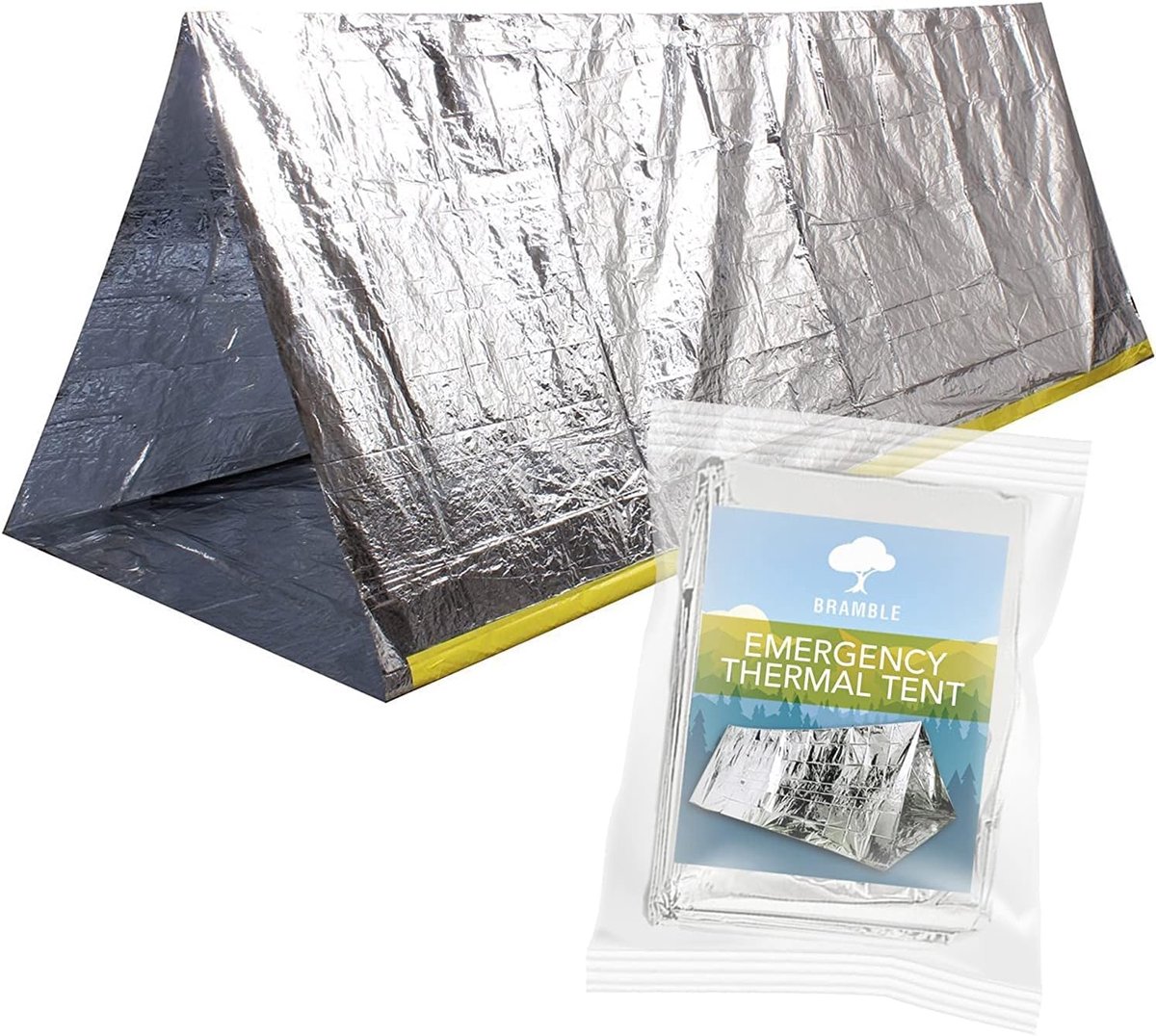 SnelShoppen - Herbruikbare Noodoverlevings Tent voor 2 Personen (240x150x90cm) met Nylon Touw (540cm) - Thermische Dekens voor Camping, Hiking en Nood