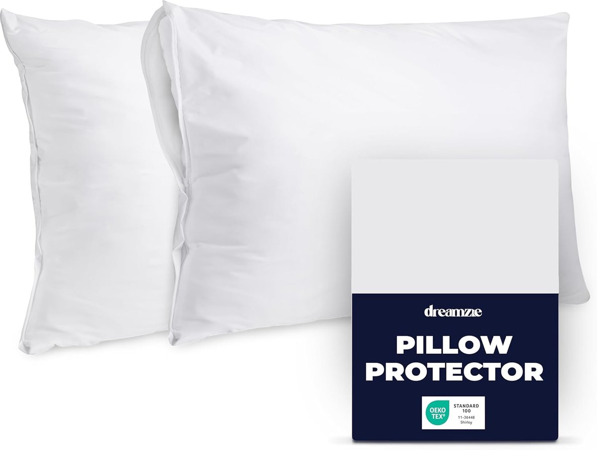SnelShoppen - Dreamzie Kussenbeschermer 50x70 cm - Set van 2 Waterdichte Covers | Anti-Huisstofmijten | Wasbaar op 90°C | Oeko-Tex | Voor Baby & Gevoe
