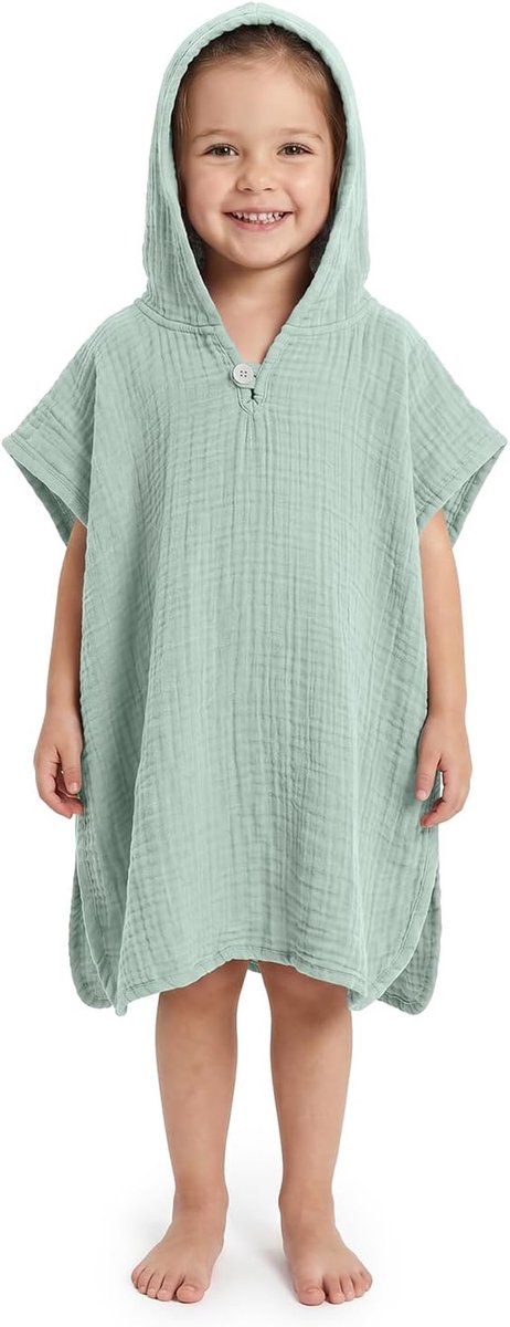 SnelShoppen - Premium Muslin Bad Poncho Kinderen met Kap - 100% Katoen - Oeko-Tex - Baby Handdoek Bad Poncho - Strand Poncho, Surf Poncho, Badhanddoek