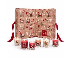Luxe Adventskalender met 24 Geurkaarsen – Uitvouwbare Kerst Adventskalenders voor Volwassenen – Kerstcadeau Vrouw en Man – Adventskalender Geurkaarsen Cadeauset – Advent Kalender met Kaarsjes - Rood