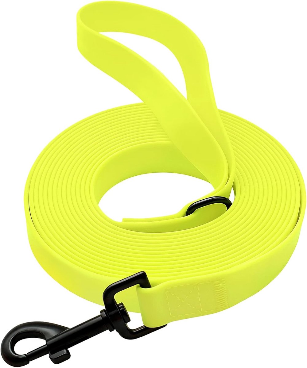 SnelShoppen - Waterproof Hondenlijn 3m, Scheurbestendige Training Leash voor Grote en Kleine Honden, Robuuste Karabijnhaak, Neon Geel