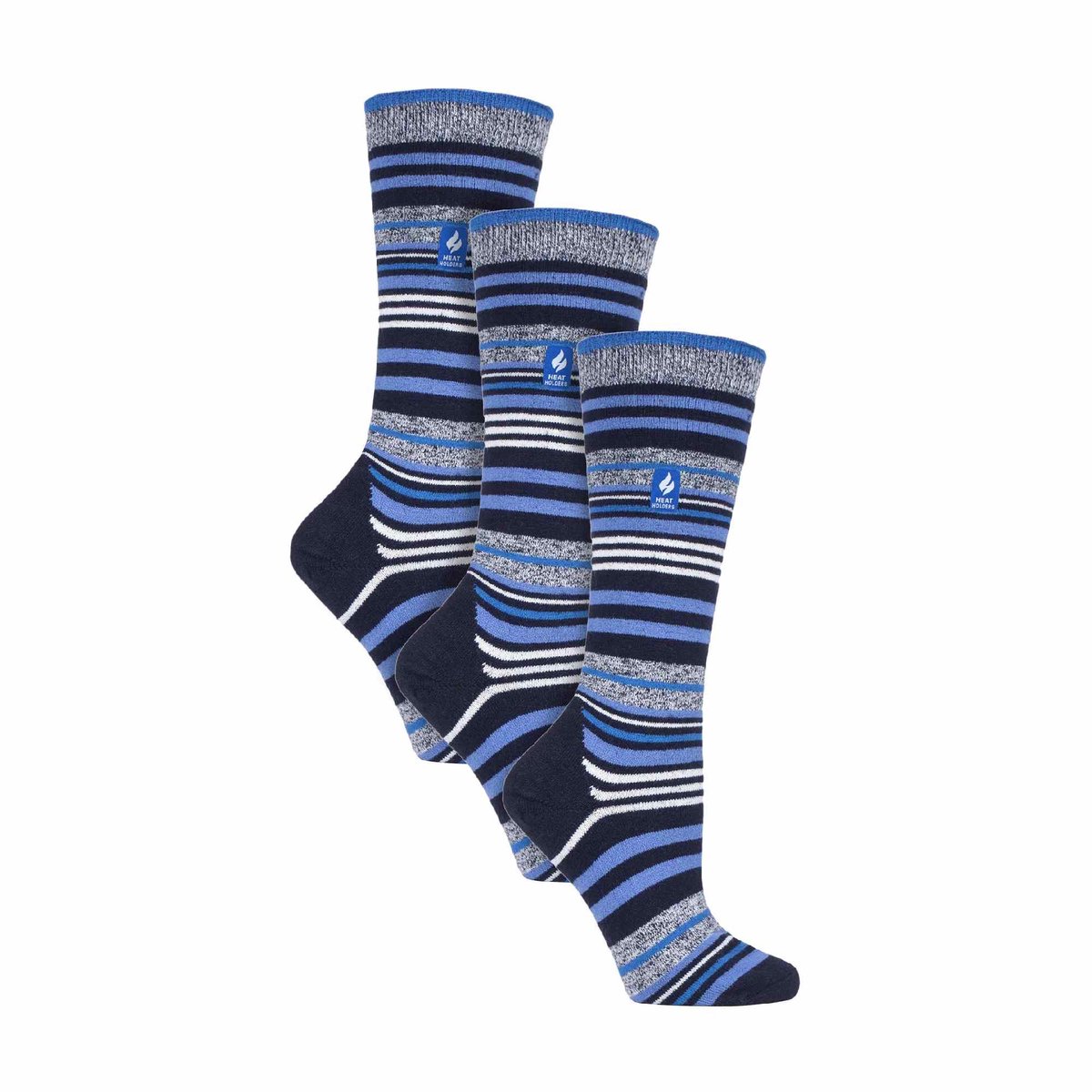 Heat Holders 3 paar Ultra Lite dames skisokken Donkerblauw Gestreept