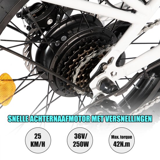 HILAND Elektrische Cargo Fatbike – 20" Dikke Banden – 48V – 7 Speed – Wit — afbeelding 3