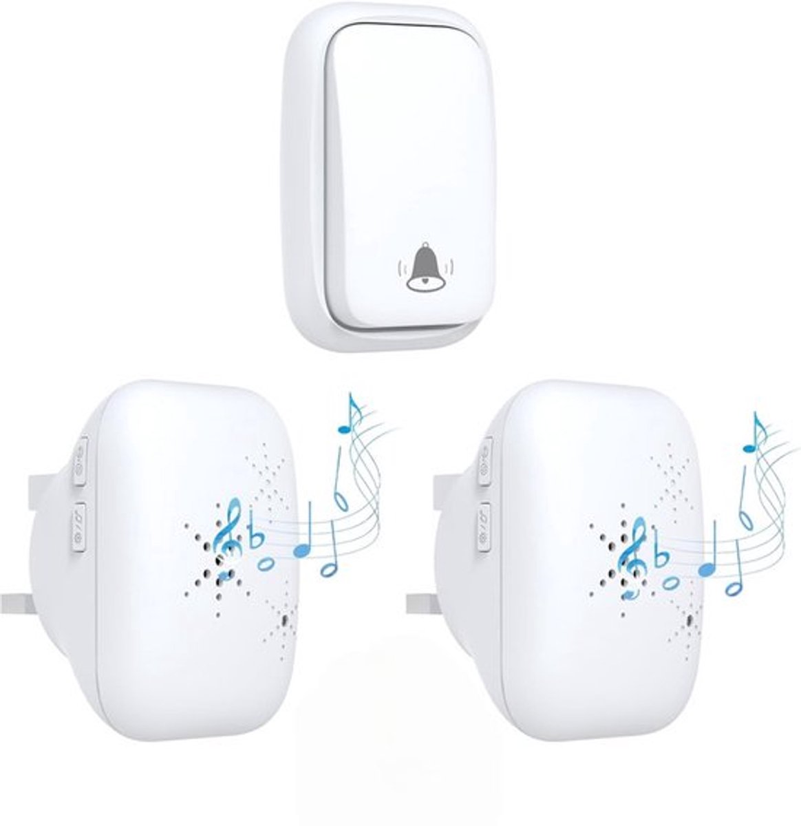 Deurbel draadloos- Geen batterijen - 150 m bereik - 38 nummers - Waterdicht voor buiten - 1V2 - Wit