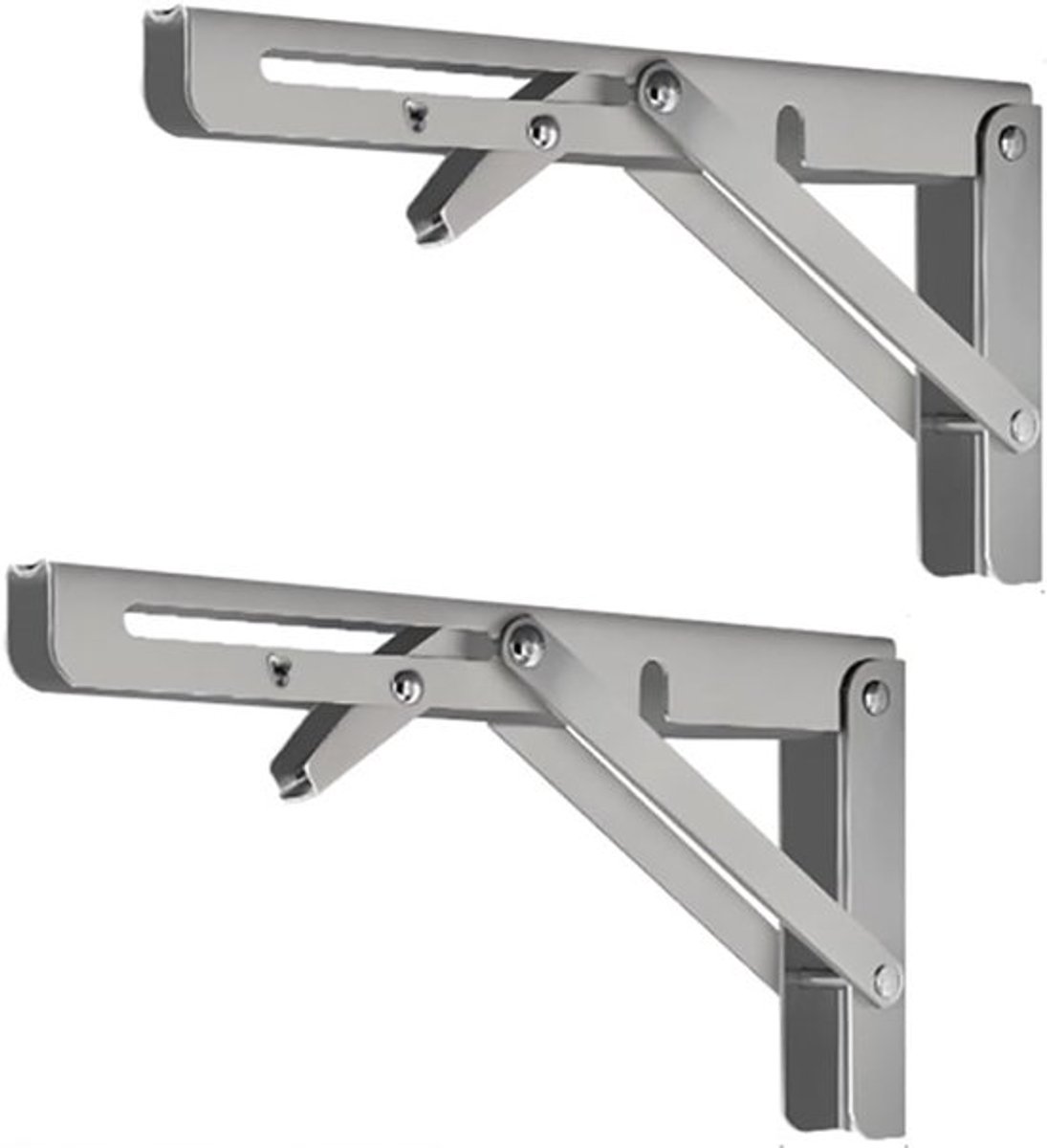 2 stuks - Opvouwbare plankbeugels van roestvrij staal - Ondersteuningsframe - Robuuste opvouwbare plankbeugels van roestvrij staal voor banktafels - Ruimtebesparend - DIY-beugels - 25 cm/10 inch、