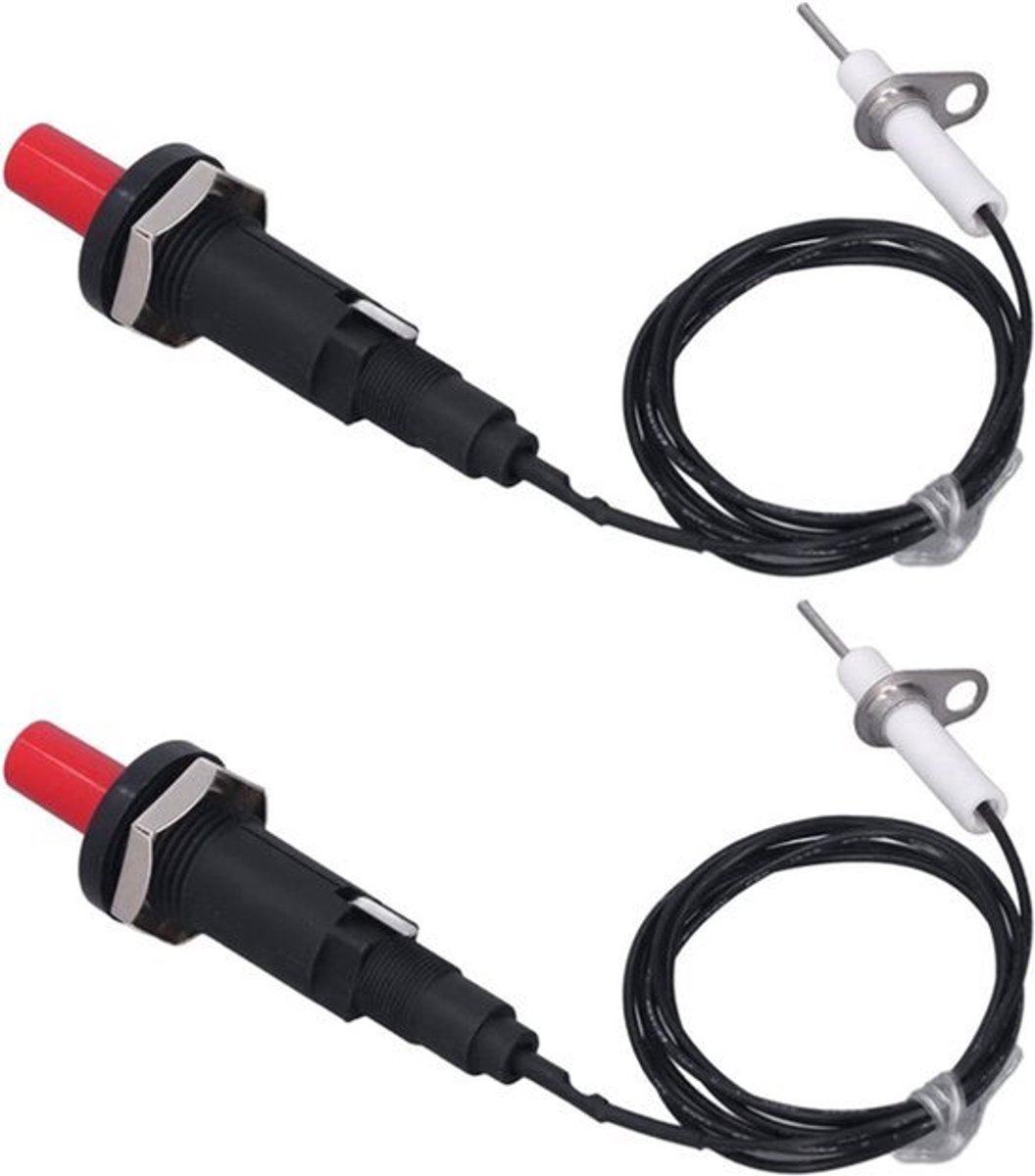 2 Pcs Piezo Ontsteker 1 Out 2 Drukknop met Ontsteking Naald Draad 1 Meter voor Thuis Restaurant Haard Oven Heater Keuken