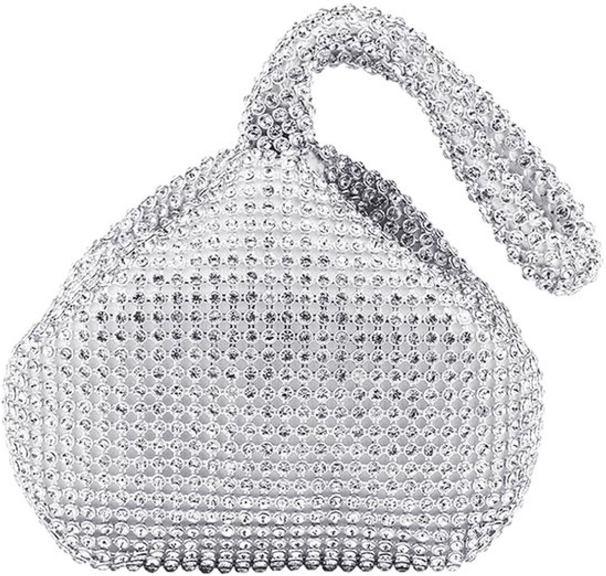 1 x Rhinestone Avondtas, Zilveren Clutch, Dames Clutch, Retro Avondtas, Geschikt voor Feest, Bruiloft, Banket, Cocktailfeest, Wit, Wit