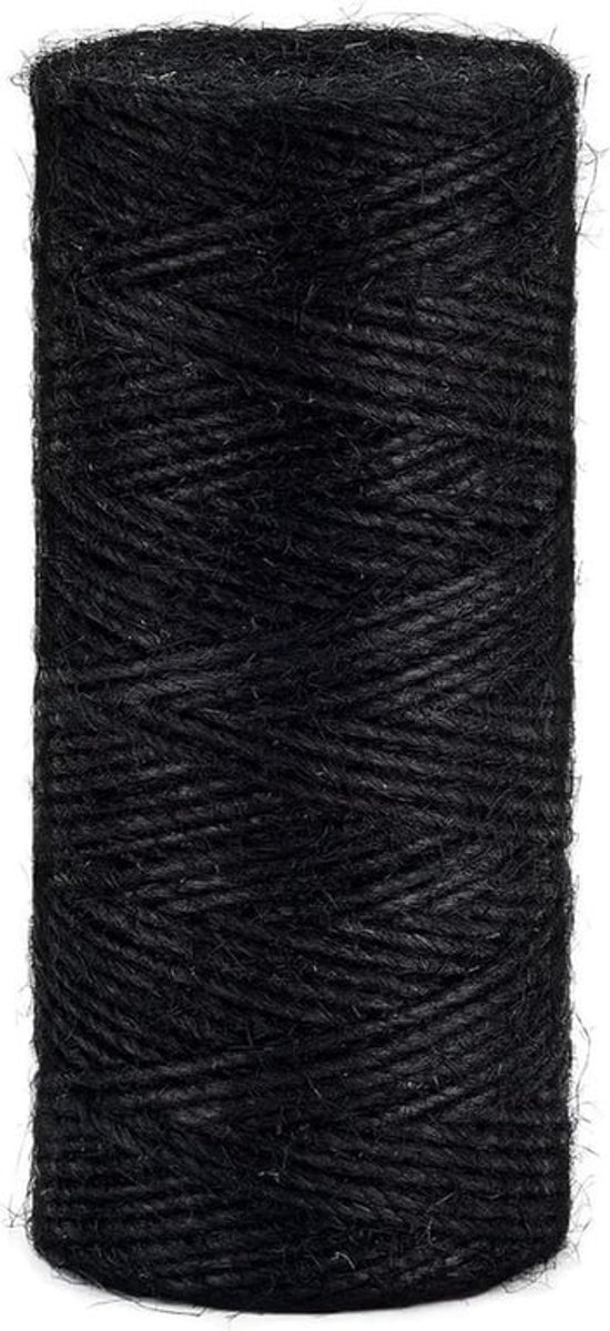 2 mm Jute Touw - ± 160 m - Zwart - Verpakkingskoord Knutselen - Decoratie Tuin