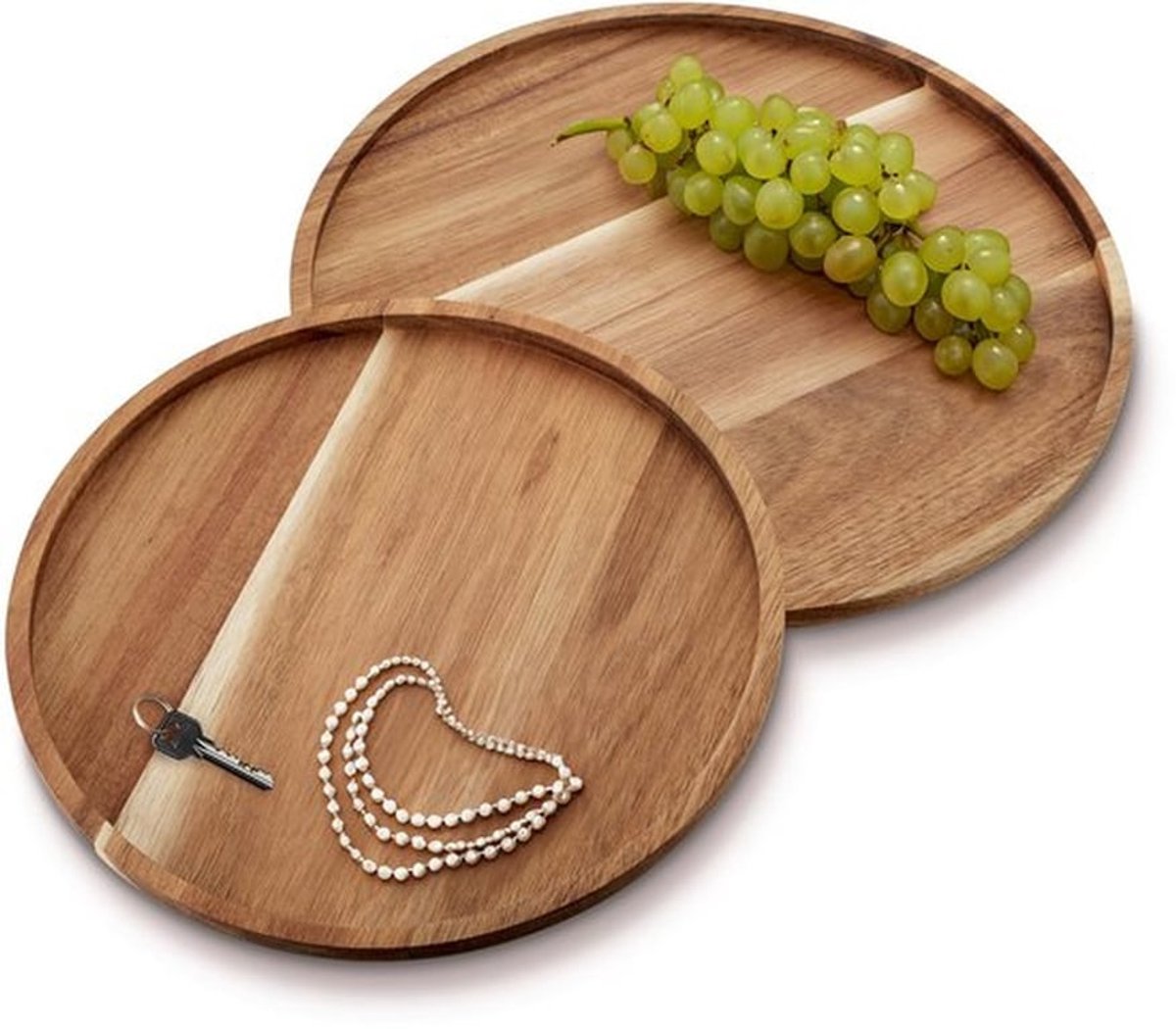 Elegante houten dienbladenset - veelzijdig - 2 stuks - bruin - acaciahout