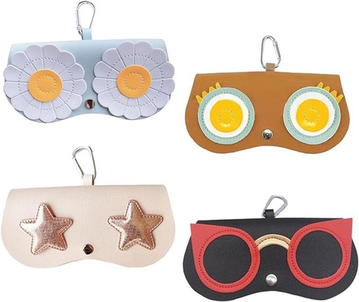 Deze 4-delige draagbare brillenetuiset bevat een zacht etui en een opbergtasje voor zonnebrillen, zodat u uw bril gemakkelijk kunt meenemen als u de deur uitgaat.