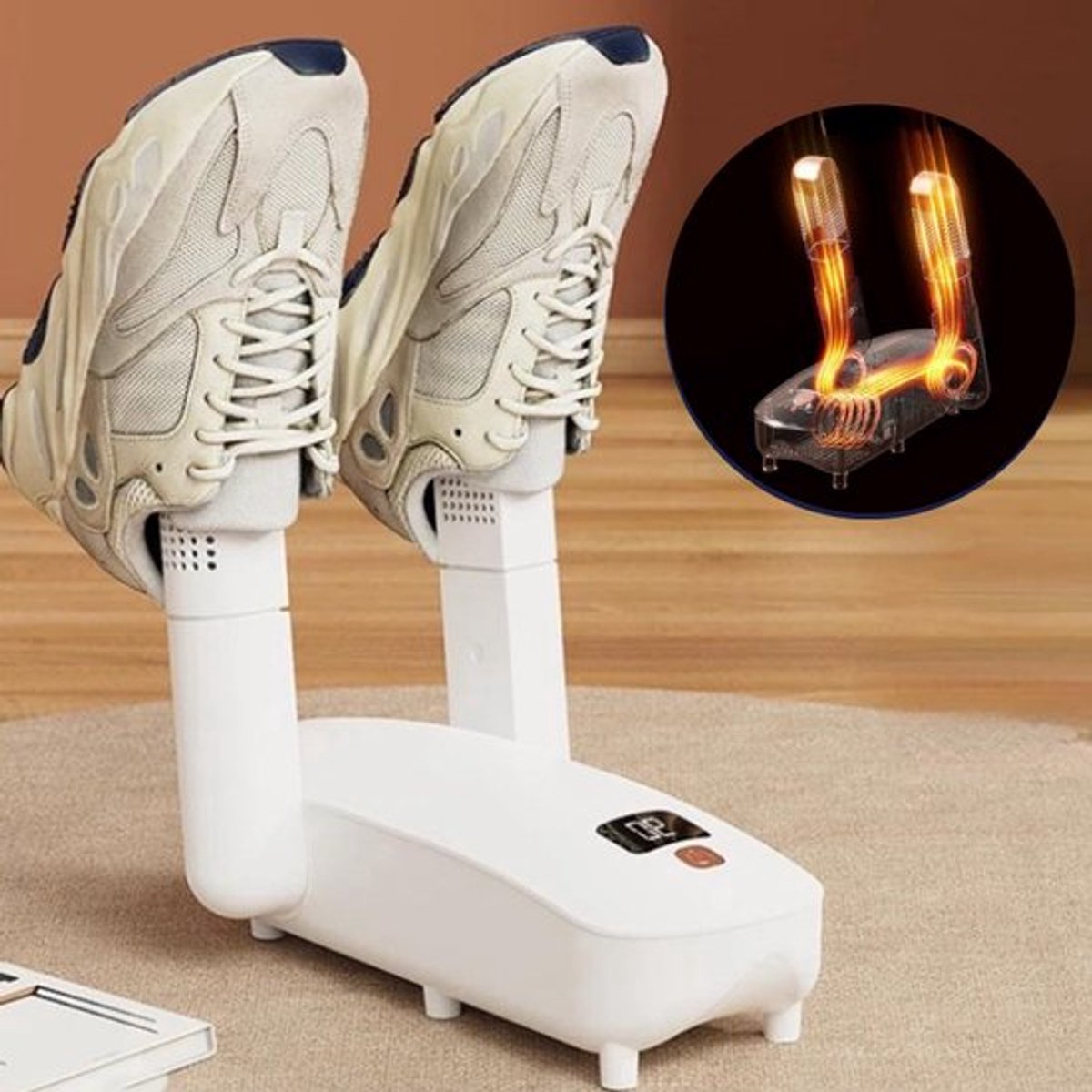 Voor voetbalschoenen, werkschoenen, laarzen, sneakers en handschoenen | Snel drogende, geurverwijderende en 360° heteluchtcirculatie schoendroger/schoenverwarmer/schoenverfrisser - Compact en opvouwbaar, 300W
