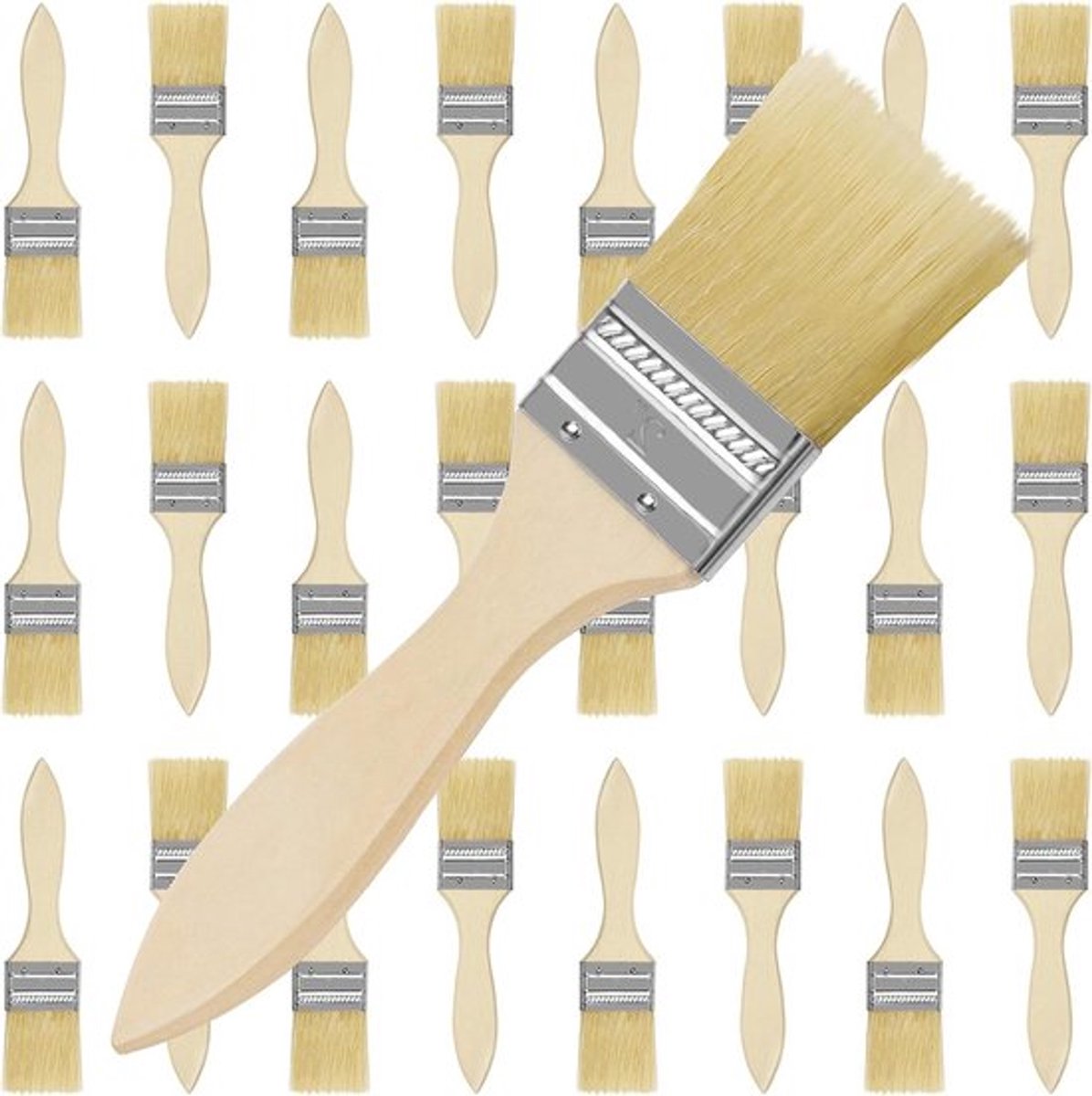 - Professionele Verfkwasten Set - Houten Handvat - Verfbenodigdheden - 24 stuks - Voor Schilderen - DIY Projecten - Geschikt voor Verschillende Klussen - Multifunctioneel - Houten Verfkwasten Set