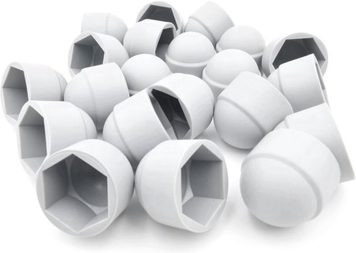 20 x M12 Ronde Zeskantdoppen - SW18 mm - Polyethyleen - Wit