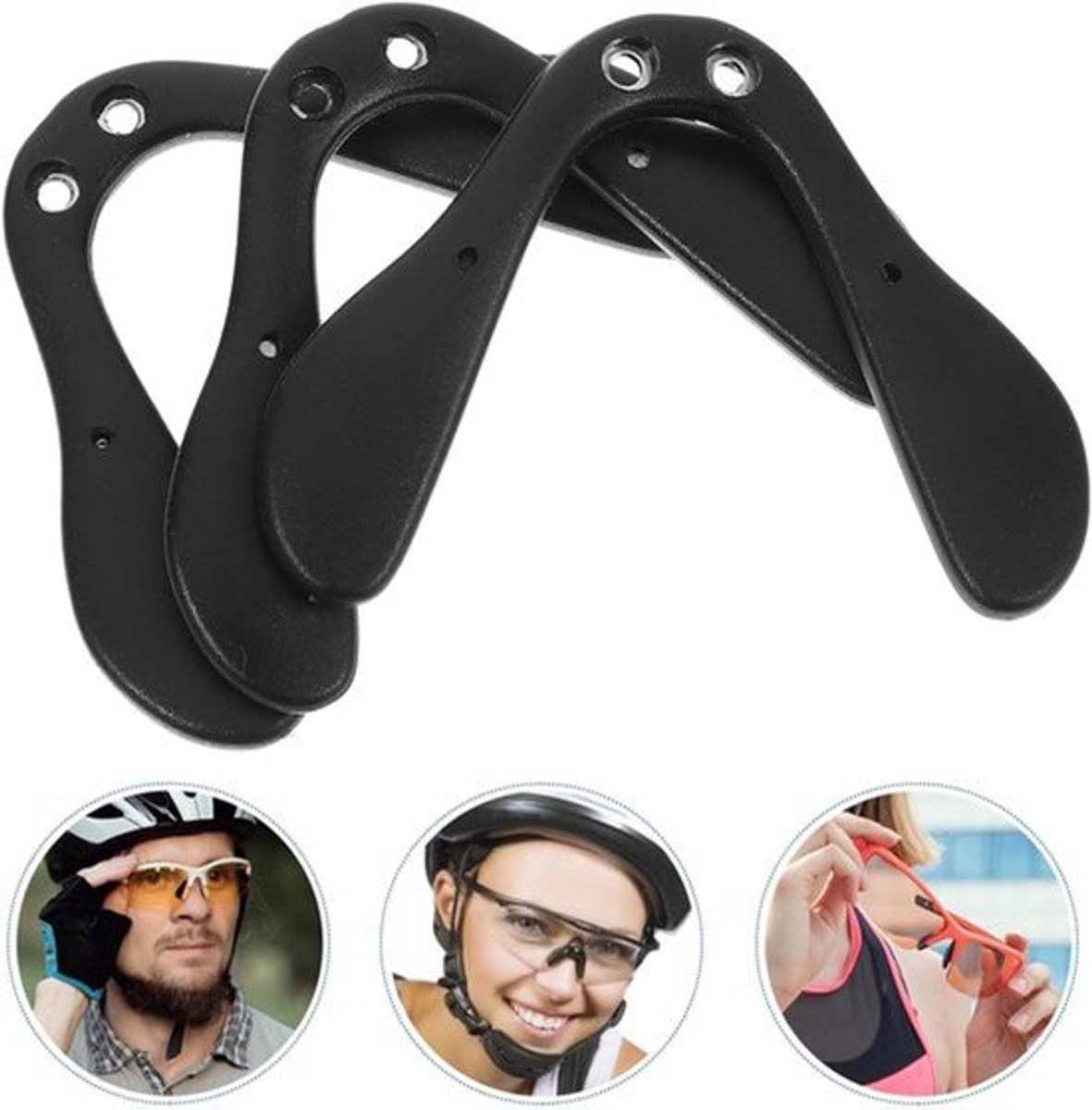 Neuspads 3 stuks voor rubberen brilframe - zadelvervanging en anti-druppel ondersteuning - fietsbril accessoire met brilbevestiging