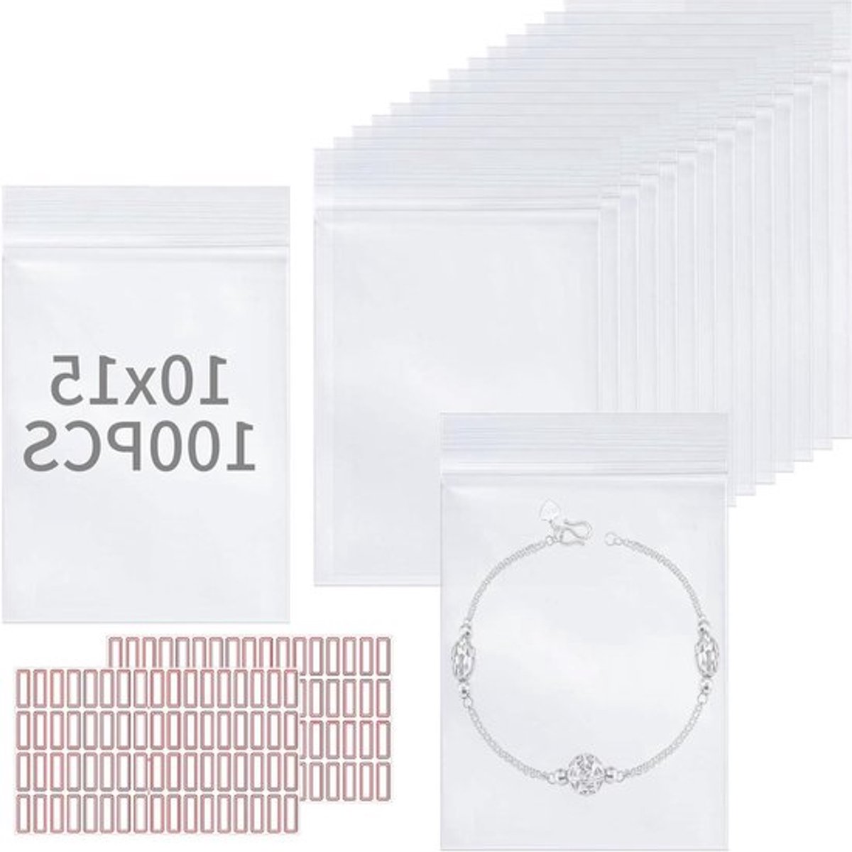 Hersluitbare plastic zakken - Set van 100 stuks voor knutselbenodigdheden, kledingopslag, etc. - Formaat: 10 x 15 cm - Duurzaam en verdikt.