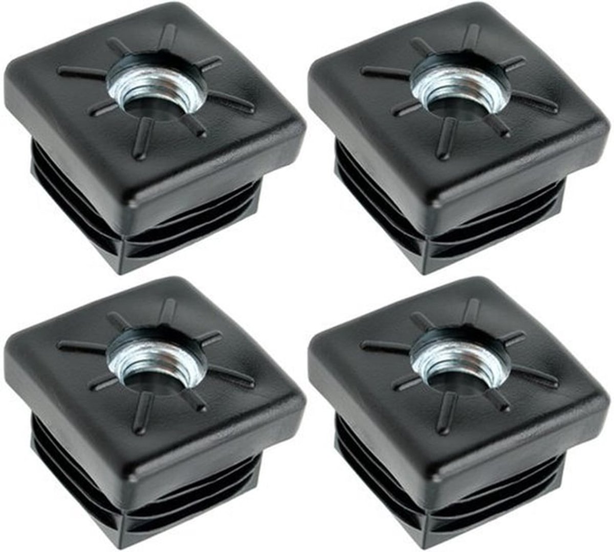 4 x Design61 Vierkante Buispluggen 30 x 30 mm M10 Met Stalen Schroefdraad