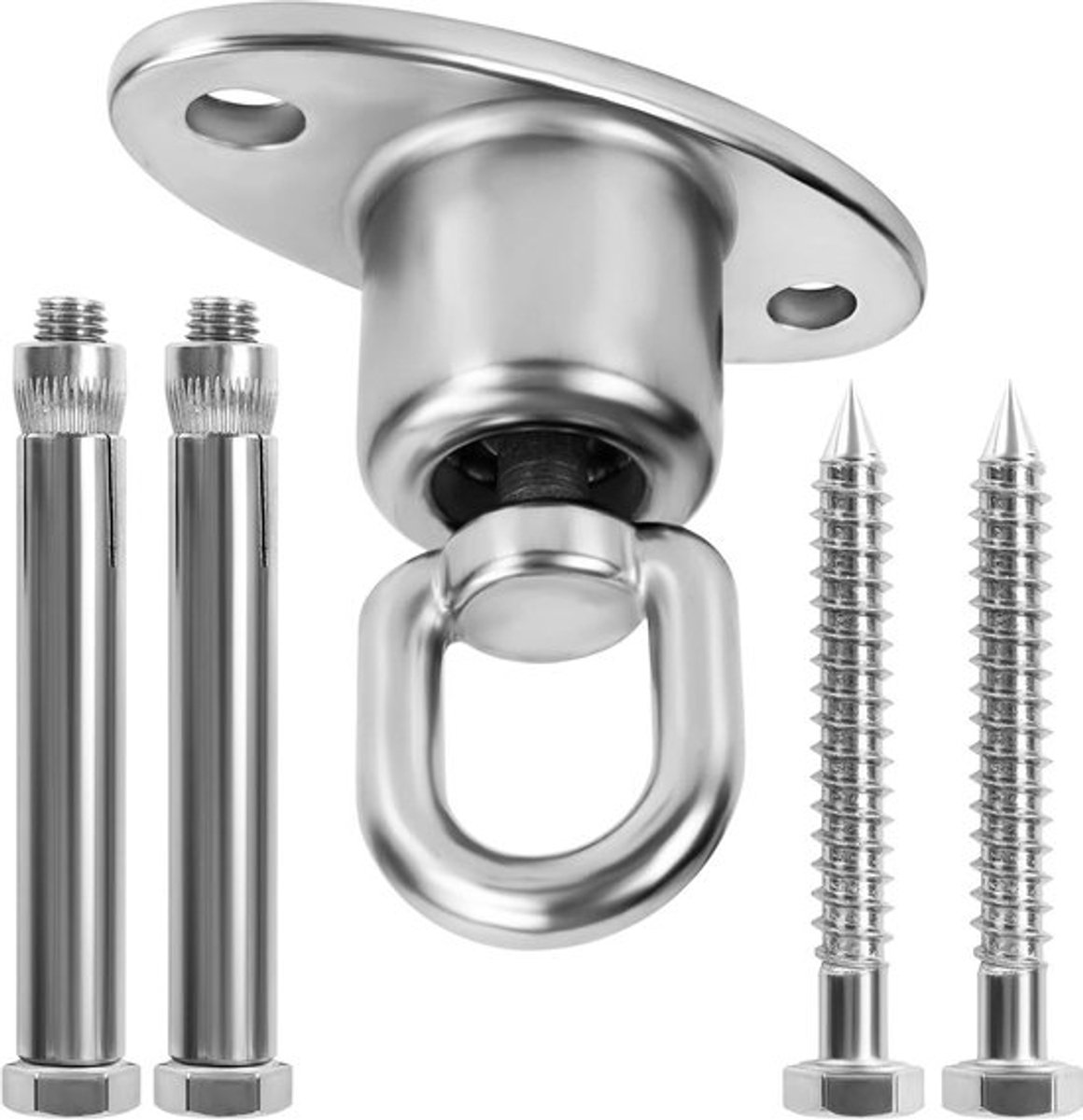 - Zware Kwaliteit Gelagerde Schommel Hanger - RVS 360° Swivel Haak - 540 kg Capaciteit - Geschikt voor Houten Schommels - Roestvrij Staal.