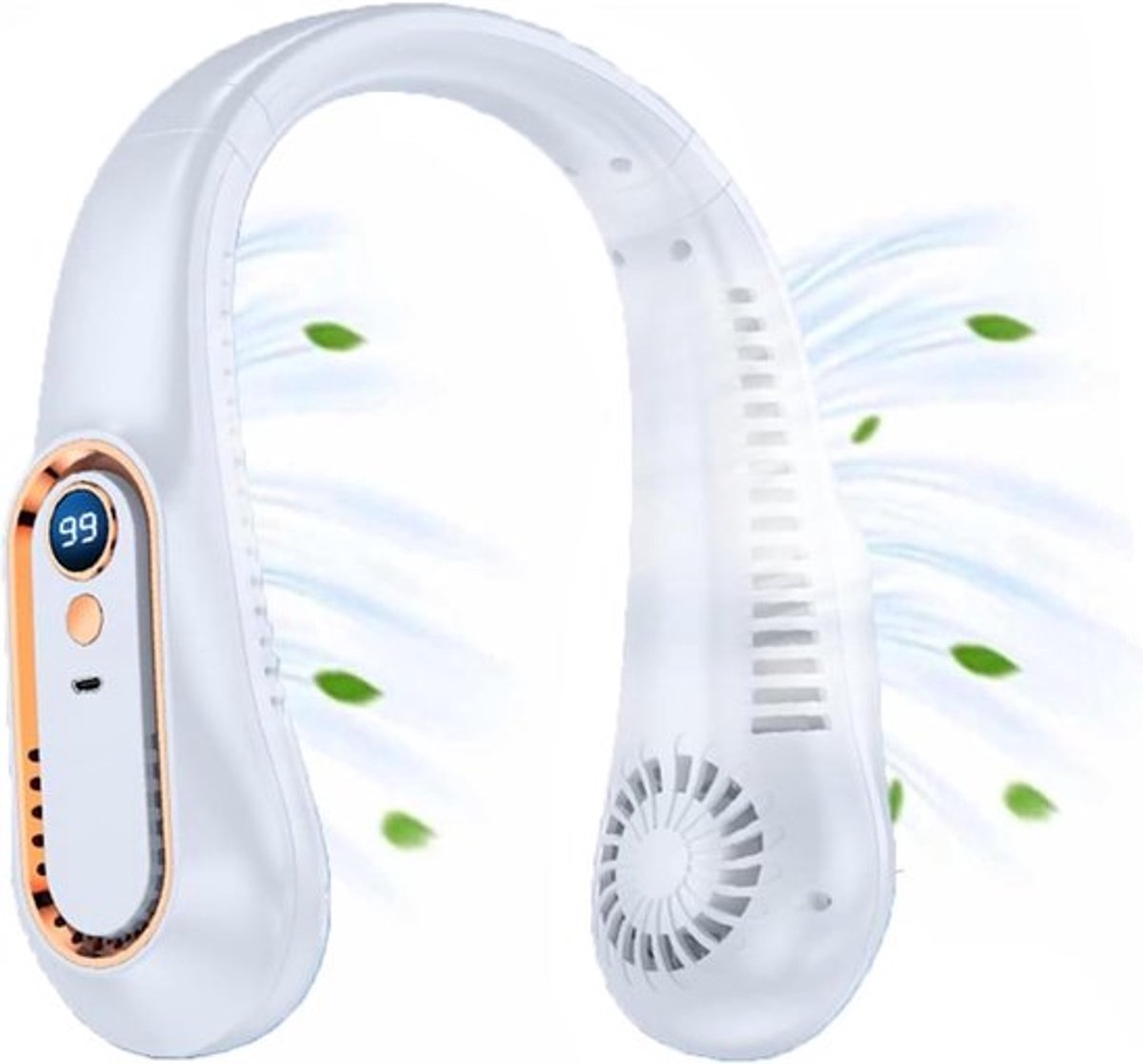 Nek Ventilator Wit - Nek ventilator - 5 standen - Draadloos - Neck fan - Mini ventilator - Gezichtsventilator - Hals ventilator