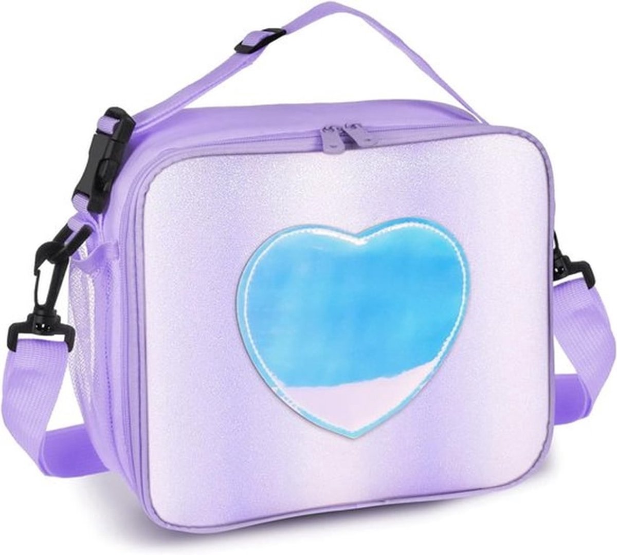 Lunchbox voor kinderen, meisjes, geïsoleerde regenboogtas, lekvrije thermische koeltas, herbruikbare lunchtas voor school, kantoor en buiten (paars met riem)