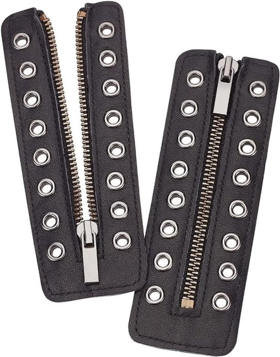 Stoer -PU Lederen Rits Boot Veters - Schoenveters - Tieless - Zwart - Boot Rits Inserts - Laarzen - Schoenen - 15,7x5,35cm - Geschikt voor 8 Oogjes Boot - 5mm Gat - 1 Paar