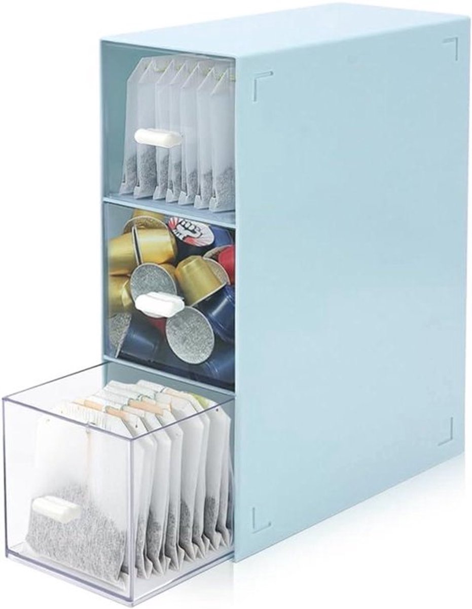 plus - 3-laden kunststof opbergorganizer - blauw