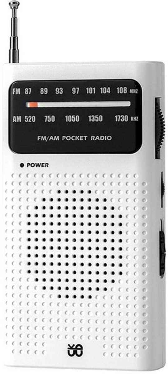 Radio - FM/AM-radio - Noodradio - Draagbare radio - radio op batterijen - transistor radio - ABS - Wit