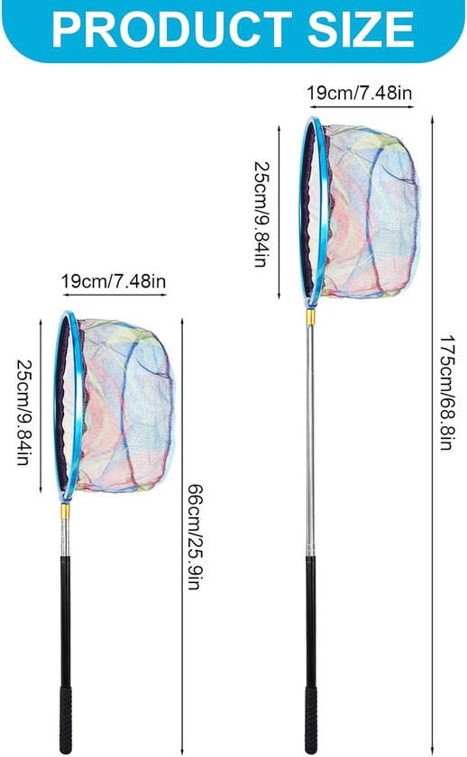 Thijox - Telescoop Schepnet 66-175 cm, Telescopisch Visnet en Vlindernet met Waterafstotende Coating, Ideaal voor Vissen, Insecten Vangen, Strand, Vij van Thijox — afbeelding 5