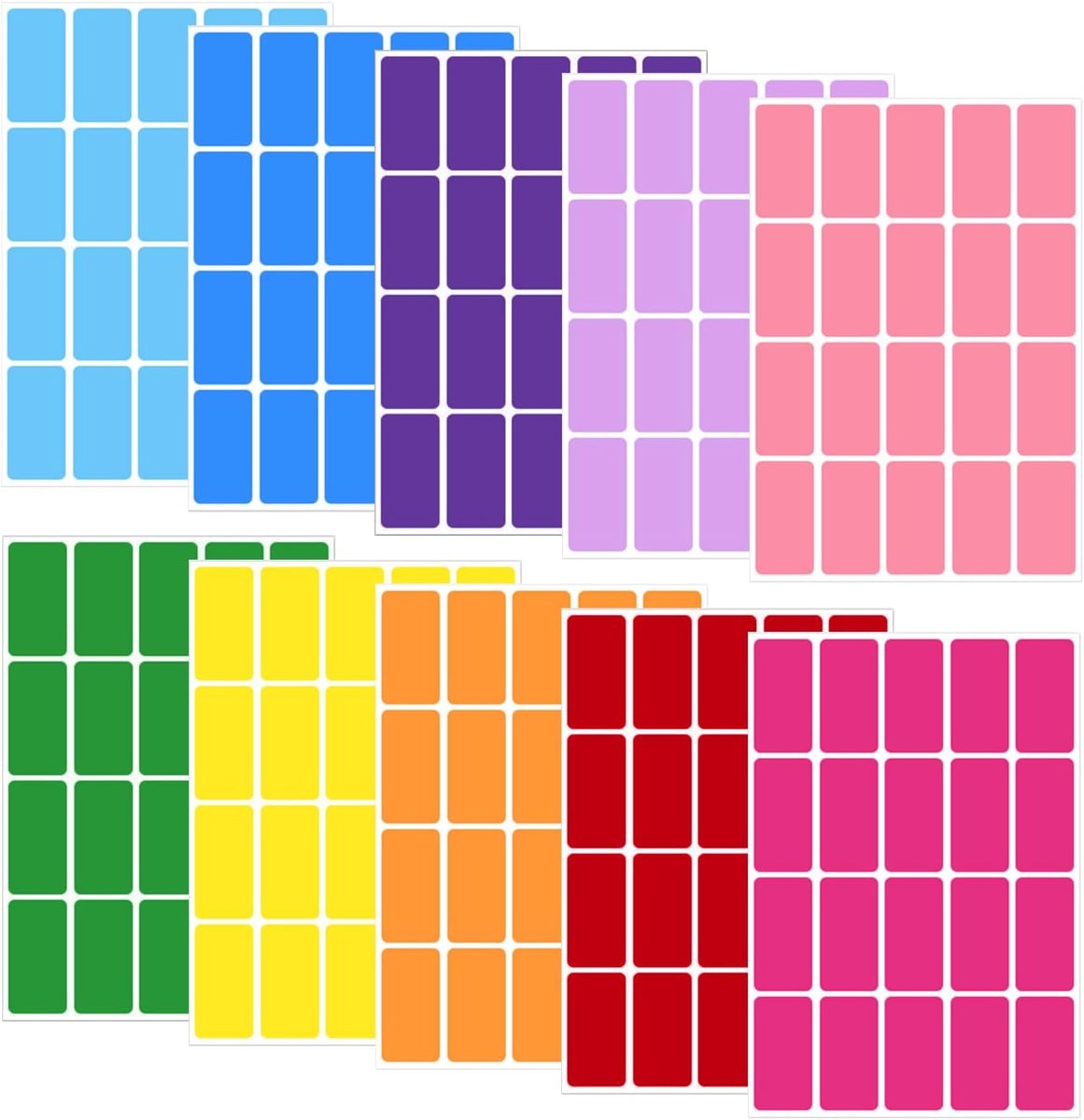 SnelShoppen - 400 Stuks Stickers Labels, Rechthoekige Gekleurde Sticker Labels 40mm×19mm, Regenboog Kleur Codering Plakprijs Labels, Assorted Stickers
