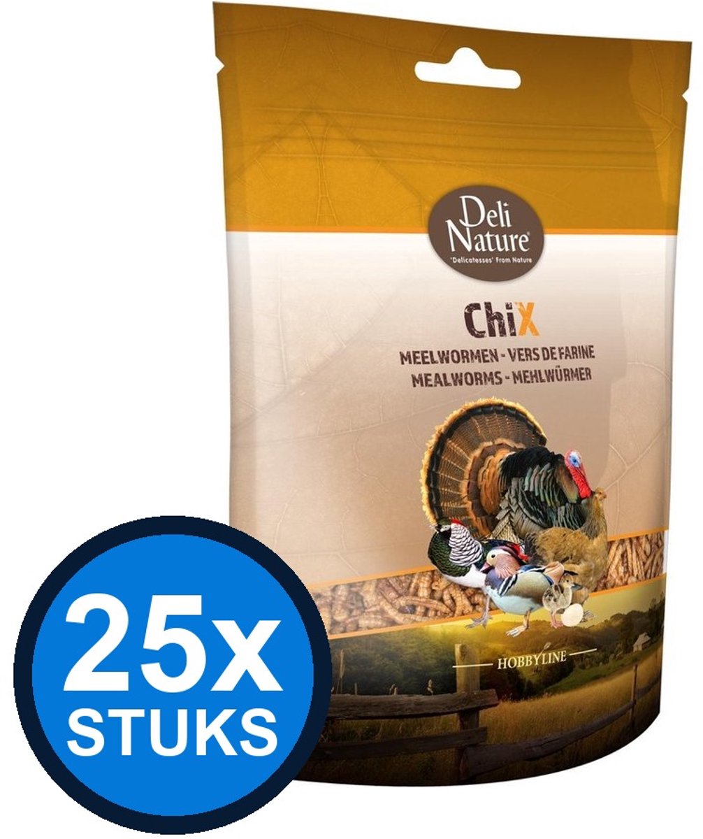 25x Deli Nature - ChiX meelwormen 200gr - Kippenvoer - 200 g