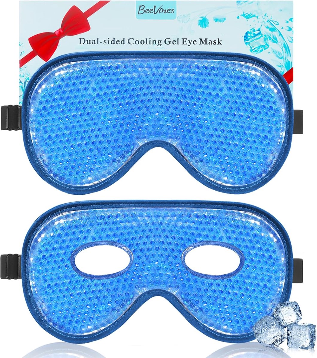 SnelShoppen - Jumbo IJs-oogmasker Set van 2 - Verkoelende Gelmaskers voor Wallige Ogen - Koud en Warm Kompres voor Post-Chirurgie, Allergieën - A01 Bl