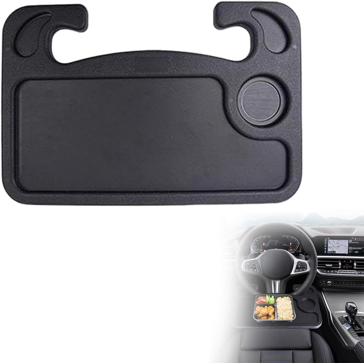 SnelShoppen - Auto Stuurwiel Dienbladen - Multifunctionele Stuurwiel Lade Tafel - Ergonomische Laptop Stand Tafelhouder - Zwart - Ideaal voor Eten en