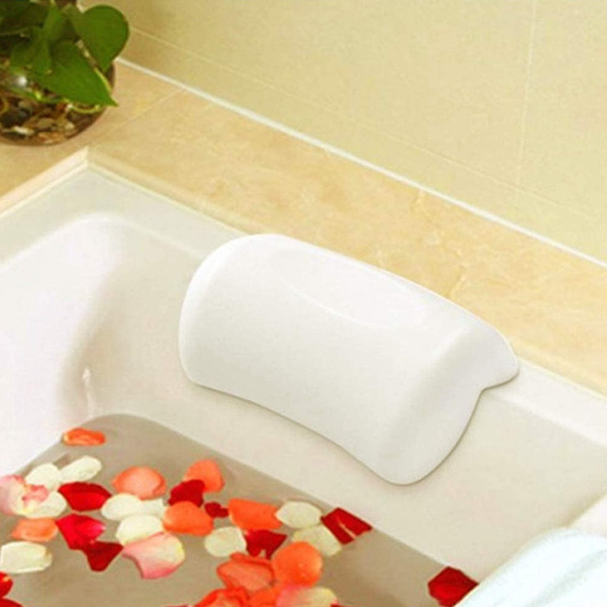 SnelShoppen - Luxe Badkussen met 2 Antislip Zuignappen voor Hoofd, Rug, Schouders en Nek - Geschikt voor Badkuipen, Whirlpool en Thuis Spa - Comfortab