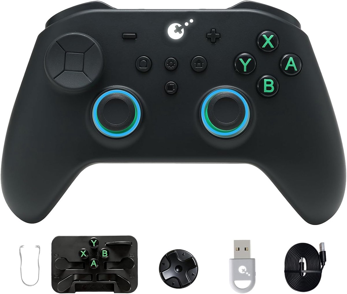 SnelShoppen - Draadloze Game Controller voor Switch/PC/Android/iOS met Anti-Drift Joysticks, Bluetooth, Hyperlink Adapter, 720° Tension-Adjustable, Zw