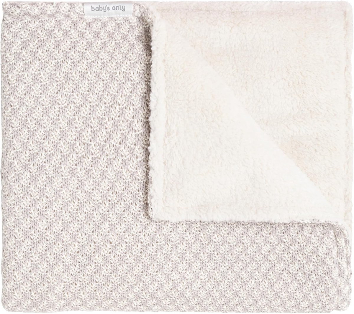 SnelShoppen - Baby Dekentje Crib Blanket Teddy Happiness - Urban Taupe/Ecru - 70x95cm - Zacht, Warm, Wasbaar, Perfect voor Babybedje
