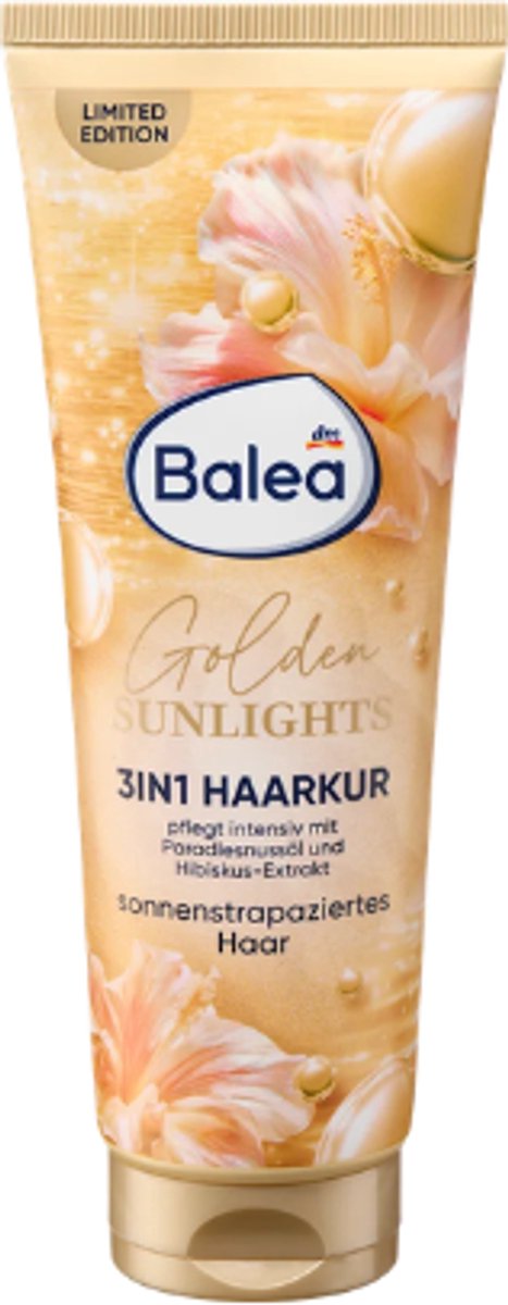 Balea Golden Sunlights 3-in-1 Haarmasker - 125 ml | Intensieve Haarverzorging voor Zonbelast Haar - Met Hibiscusextract & Paradijsnootolie - Limited Edition 2026