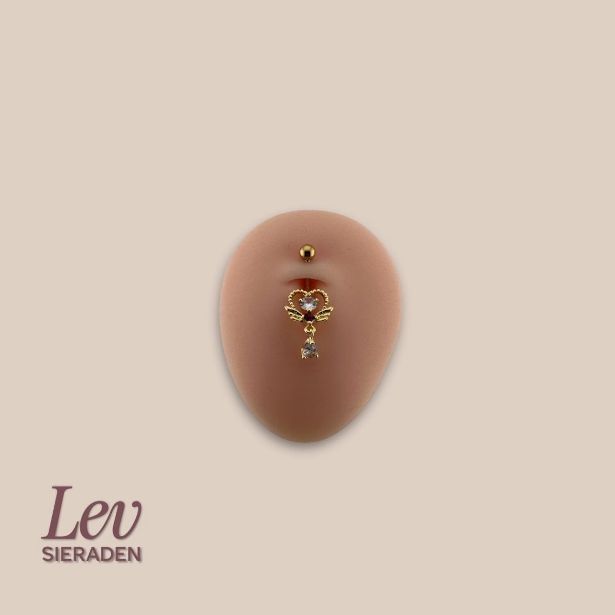 Lev Sieraden - 1.6x10mm Sailor moon geinsireerde navel piercing met hanger - Goud kleurig - Titanium - extern geschroefd