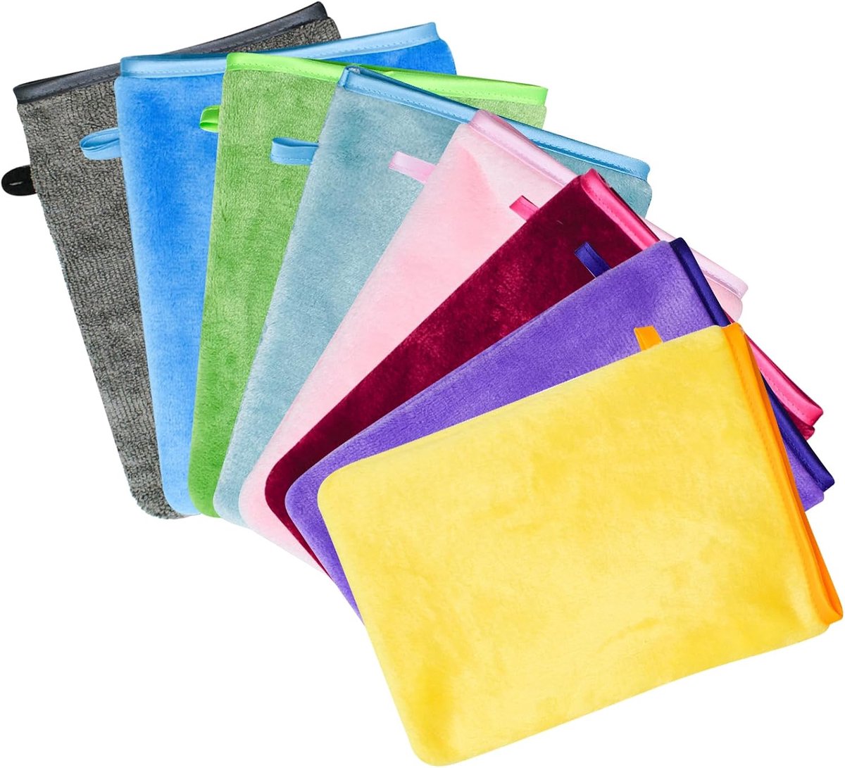 SnelShoppen - Pack van 8 Was Handschoenen, 15 x 21 cm Microvezel Wasdoek, Herbruikbare Gezichtsdoek, Zachte Flanel Was Glove, Voor Bad, Make-up Verwij
