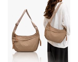 Tas-Modieuze Crescent Crossbody Tas -Dames heuptasje-Nylon Schoudertas Dames - Lichtgewicht Hobo Bag voor Dames - Dumpling Tas voor Reizen en Outdoor - Multifunctionele Handtas met Gesp - kaki
