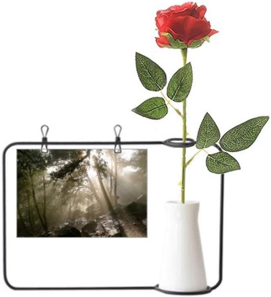Decoratieve Vaas - Bloemenhouder - Huis Decoratie - Inclusief Kunstbloem - 25 x 17 cm - Groen